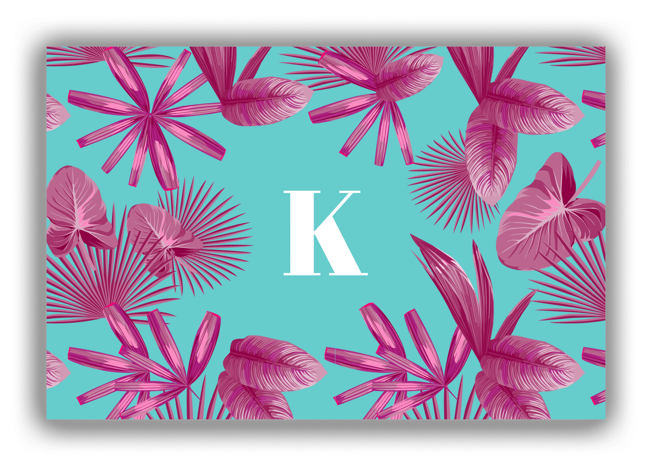 Personalized Palm Fronds Canvas Wrap & Photo Print - Teal Background - Front View