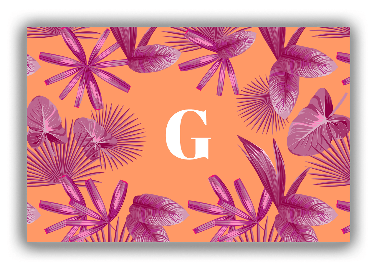 Personalized Palm Fronds Canvas Wrap & Photo Print - Orange Background - Front View