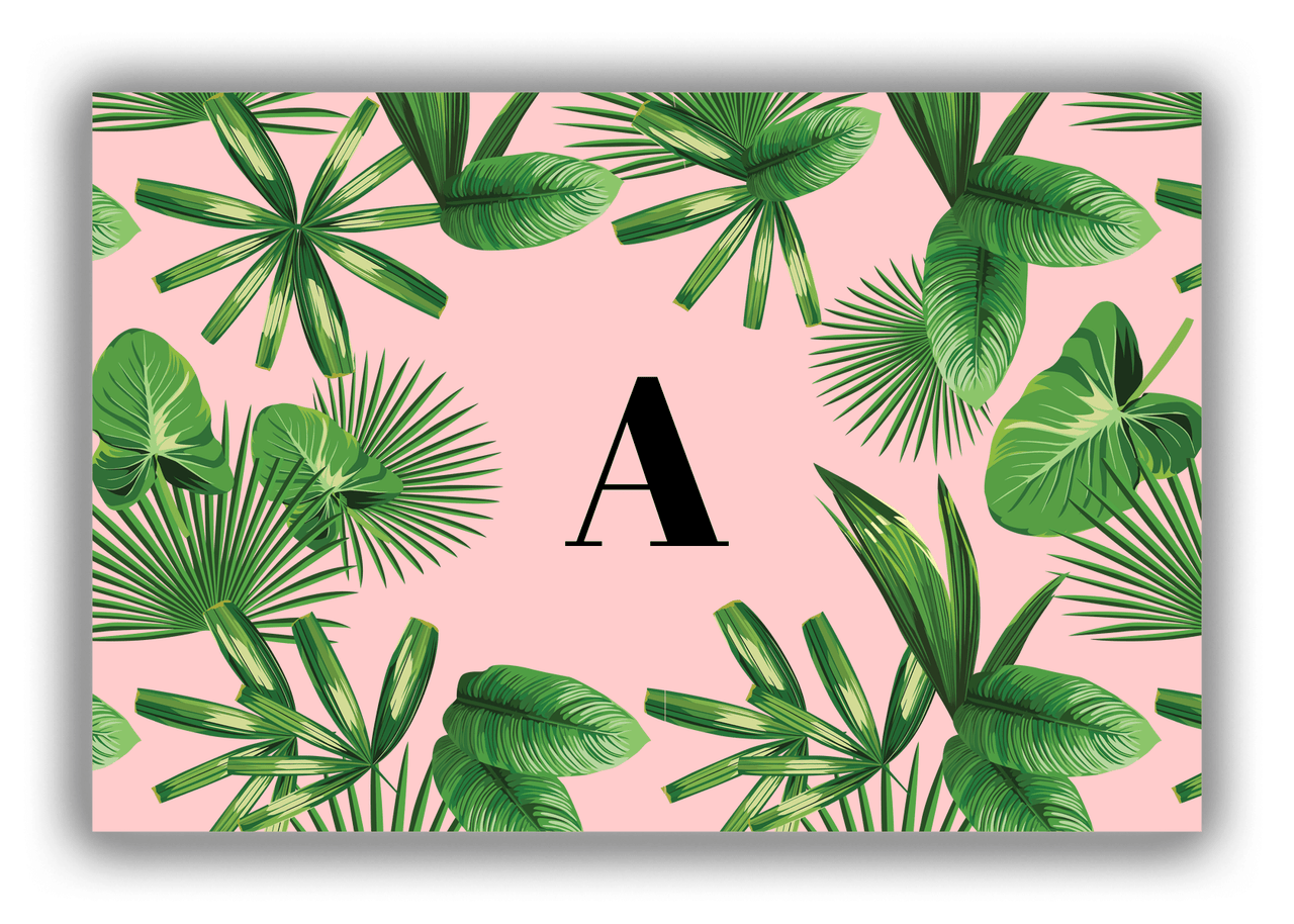 Personalized Palm Fronds Canvas Wrap & Photo Print - Pink Background - Front View