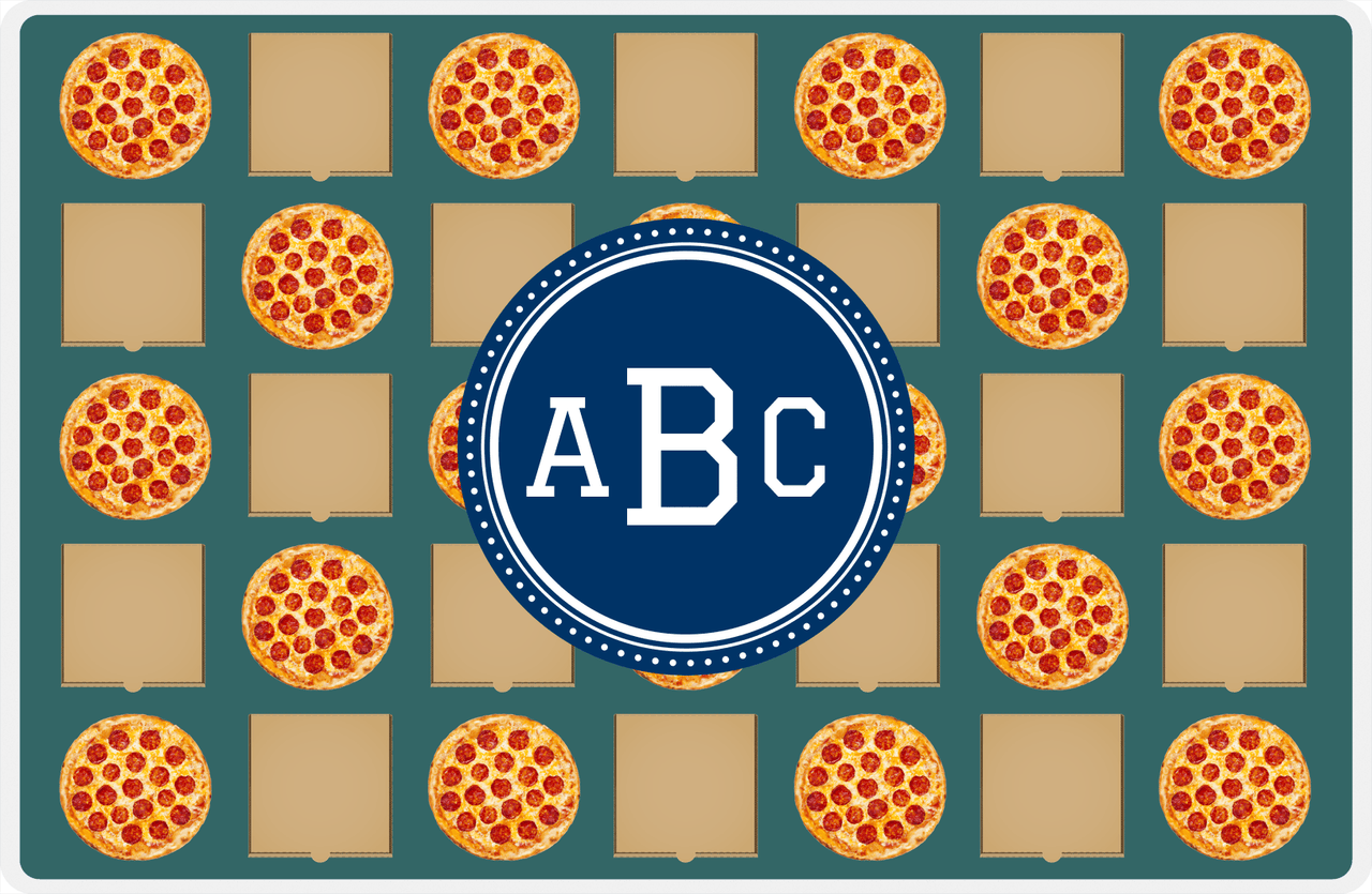Personalized Pepperoni Pizza Placemat II - Circle Nameplate -  View