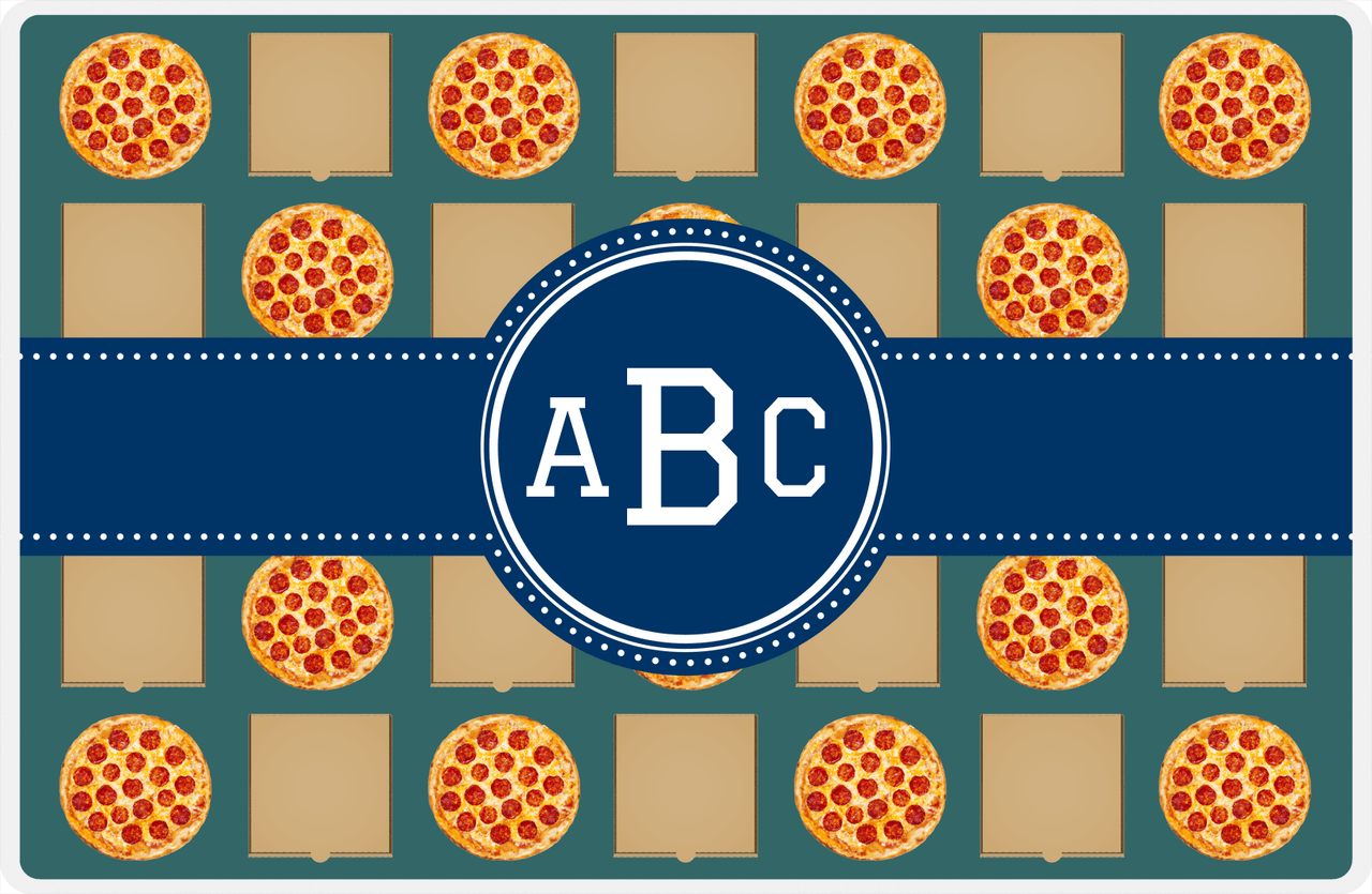Personalized Pepperoni Pizza Placemat II - Circle Ribbon Nameplate -  View