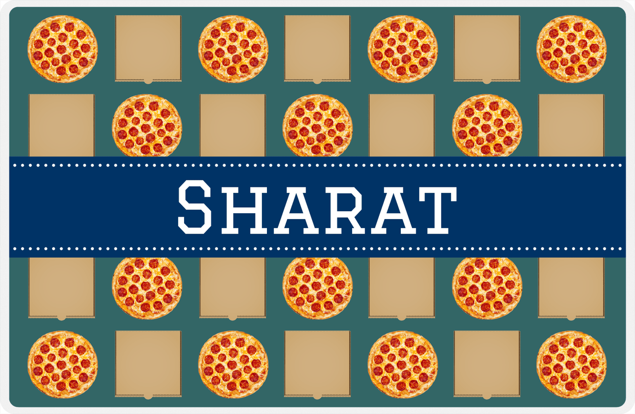 Personalized Pepperoni Pizza Placemat II - Ribbon Nameplate -  View