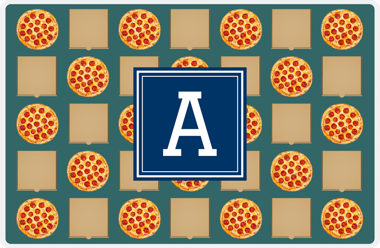 Personalized Pepperoni Pizza Placemat II - Square Nameplate -  View