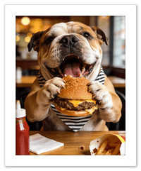 Thumbnail for Personalized Pet Eating Burger Wall Art - Custom Funny Animal Print, Cute Kitchen Artwork, Upload Your Pet's Photo for a Quirky Portrait, Humorous Farmhouse Decor, Unique Gifts for Cat and Dog Lovers - Front View