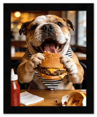 Thumbnail for Personalized Pet Eating Burger Wall Art - Custom Funny Animal Print, Cute Kitchen Artwork, Upload Your Pet's Photo for a Quirky Portrait, Humorous Farmhouse Decor, Unique Gifts for Cat and Dog Lovers - Front View