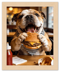 Thumbnail for Personalized Pet Eating Burger Wall Art - Custom Funny Animal Print, Cute Kitchen Artwork, Upload Your Pet's Photo for a Quirky Portrait, Humorous Farmhouse Decor, Unique Gifts for Cat and Dog Lovers - Front View