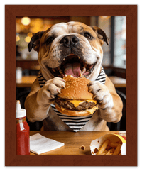 Thumbnail for Personalized Pet Eating Burger Wall Art - Custom Funny Animal Print, Cute Kitchen Artwork, Upload Your Pet's Photo for a Quirky Portrait, Humorous Farmhouse Decor, Unique Gifts for Cat and Dog Lovers - Front View