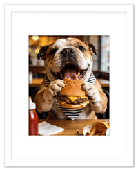 Thumbnail for Personalized Pet Eating Burger Wall Art - Custom Funny Animal Print, Cute Kitchen Artwork, Upload Your Pet's Photo for a Quirky Portrait, Humorous Farmhouse Decor, Unique Gifts for Cat and Dog Lovers - Front View