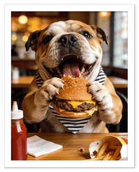 Thumbnail for Personalized Pet Eating Burger Wall Art - Custom Funny Animal Print, Cute Kitchen Artwork, Upload Your Pet's Photo for a Quirky Portrait, Humorous Farmhouse Decor, Unique Gifts for Cat and Dog Lovers - Front View