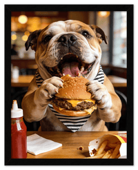 Thumbnail for Personalized Pet Eating Burger Wall Art - Custom Funny Animal Print, Cute Kitchen Artwork, Upload Your Pet's Photo for a Quirky Portrait, Humorous Farmhouse Decor, Unique Gifts for Cat and Dog Lovers - Front View
