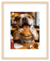 Thumbnail for Personalized Pet Eating Burger Wall Art - Custom Funny Animal Print, Cute Kitchen Artwork, Upload Your Pet's Photo for a Quirky Portrait, Humorous Farmhouse Decor, Unique Gifts for Cat and Dog Lovers - Front View