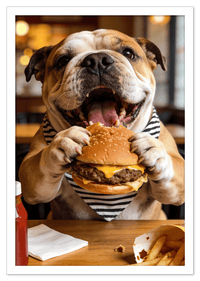 Thumbnail for Personalized Pet Eating Burger Wall Art - Custom Funny Animal Print, Cute Kitchen Artwork, Upload Your Pet's Photo for a Quirky Portrait, Humorous Farmhouse Decor, Unique Gifts for Cat and Dog Lovers - Front View