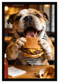 Thumbnail for Personalized Pet Eating Burger Wall Art - Custom Funny Animal Print, Cute Kitchen Artwork, Upload Your Pet's Photo for a Quirky Portrait, Humorous Farmhouse Decor, Unique Gifts for Cat and Dog Lovers - Front View