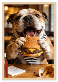 Thumbnail for Personalized Pet Eating Burger Wall Art - Custom Funny Animal Print, Cute Kitchen Artwork, Upload Your Pet's Photo for a Quirky Portrait, Humorous Farmhouse Decor, Unique Gifts for Cat and Dog Lovers - Front View