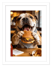 Thumbnail for Personalized Pet Eating Burger Wall Art - Custom Funny Animal Print, Cute Kitchen Artwork, Upload Your Pet's Photo for a Quirky Portrait, Humorous Farmhouse Decor, Unique Gifts for Cat and Dog Lovers - Front View
