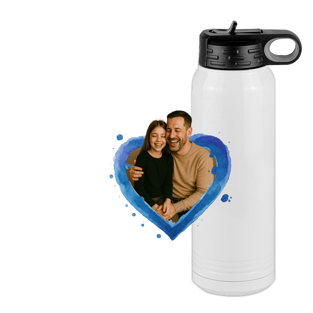 Personalized Photo Water Bottle with Heart Design - Pop-Up Effect Picture, 30 oz Vacuum Insulated Stainless Steel Thermos, Double Walled Reusable Hydration Bottles for Travel, Gym, School, Office - Design View