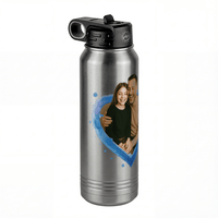 Thumbnail for Personalized Photo Water Bottle with Heart Design - Pop-Up Effect Picture, 30 oz Vacuum Insulated Stainless Steel Thermos, Double Walled Reusable Hydration Bottles for Travel, Gym, School, Office - Front Left View