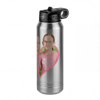 Thumbnail for Personalized Photo Water Bottle with Heart Design - Pop-Up Effect Picture, 30 oz Vacuum Insulated Stainless Steel Thermos, Double Walled Reusable Hydration Bottles for Travel, Gym, School, Office - Front Right View
