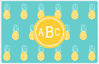 Thumbnail for Personalized Pineapple Placemat - Teal Background - Circle Nameplate -  View