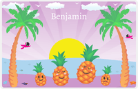Thumbnail for Personalized Pineapple Placemat III - Pineapple Family - Purple Background -  View