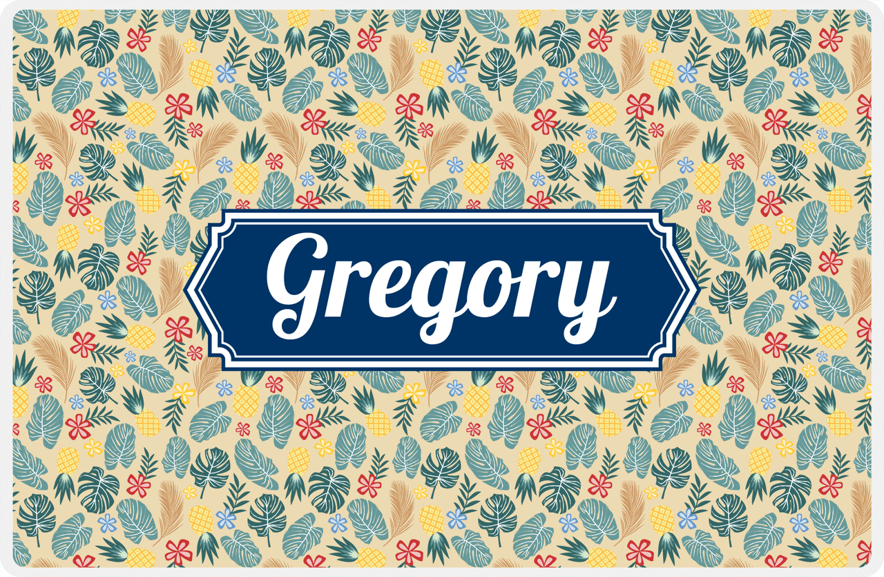 Personalized Pineapple Placemat VII - Island Time - Decorative Rectangle Nameplate -  View