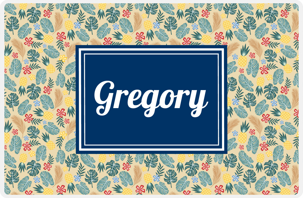 Personalized Pineapple Placemat VII - Island Time - Rectangle Nameplate -  View