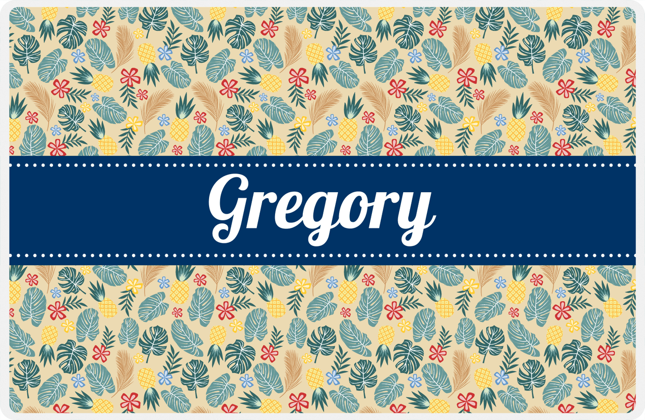 Personalized Pineapple Placemat VII - Island Time - Ribbon Nameplate -  View
