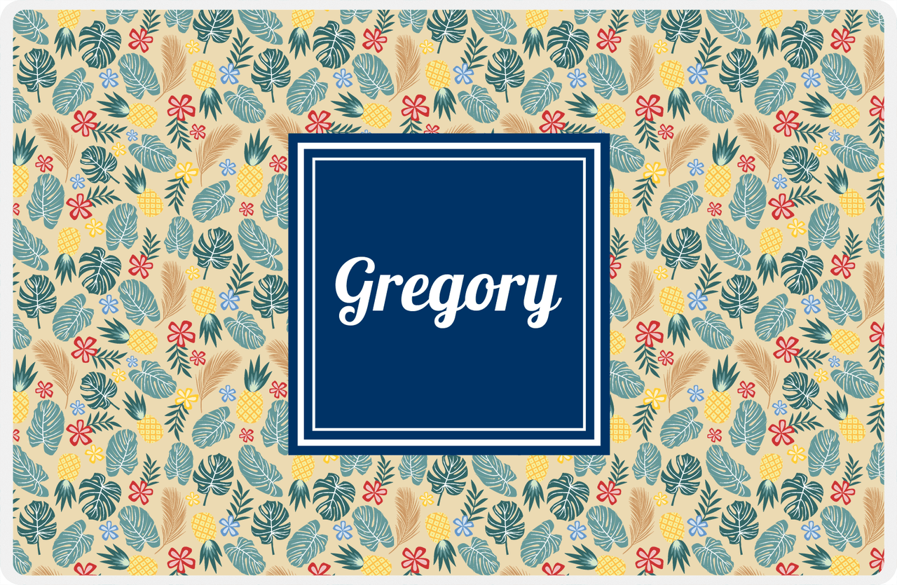 Personalized Pineapple Placemat VII - Island Time - Square Nameplate -  View