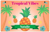 Thumbnail for Personalized Pineapple Placemat VIII - Tropical Vibes - Orange Background -  View