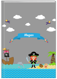 Thumbnail for Personalized Pirate Journal II - Girl Pirate with Sword - Redhead Girl - Front View