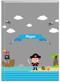 Thumbnail for Personalized Pirate Journal II - Girl Pirate with Sword - Blonde Girl - Front View