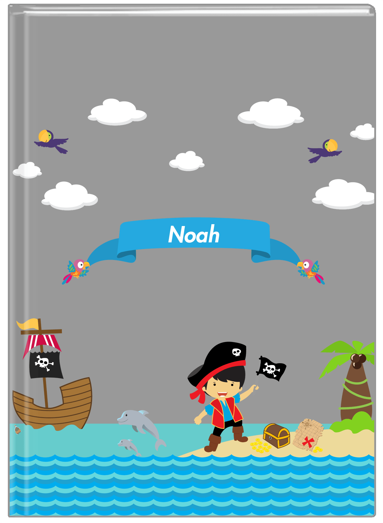Personalized Pirate Journal III - Boy Pirate with Flag - Asian Boy - Front View