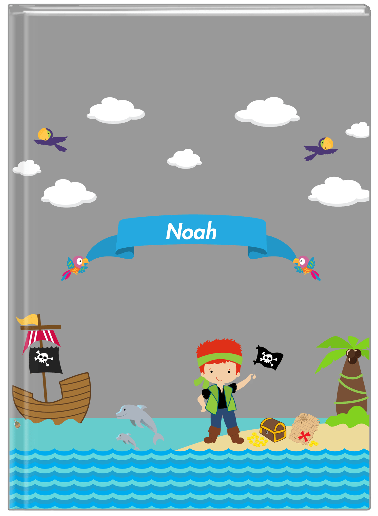 Personalized Pirate Journal III - Boy Pirate with Flag - Redhead Boy - Front View