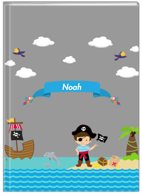 Thumbnail for Personalized Pirate Journal III - Boy Pirate with Flag - Brown Hair Boy - Front View