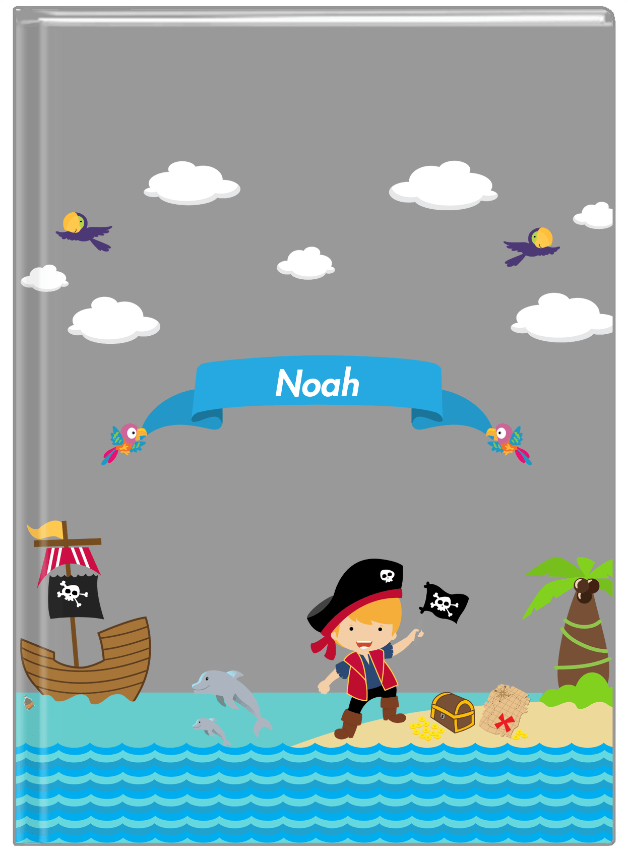 Personalized Pirate Journal III - Boy Pirate with Flag - Blond Boy - Front View