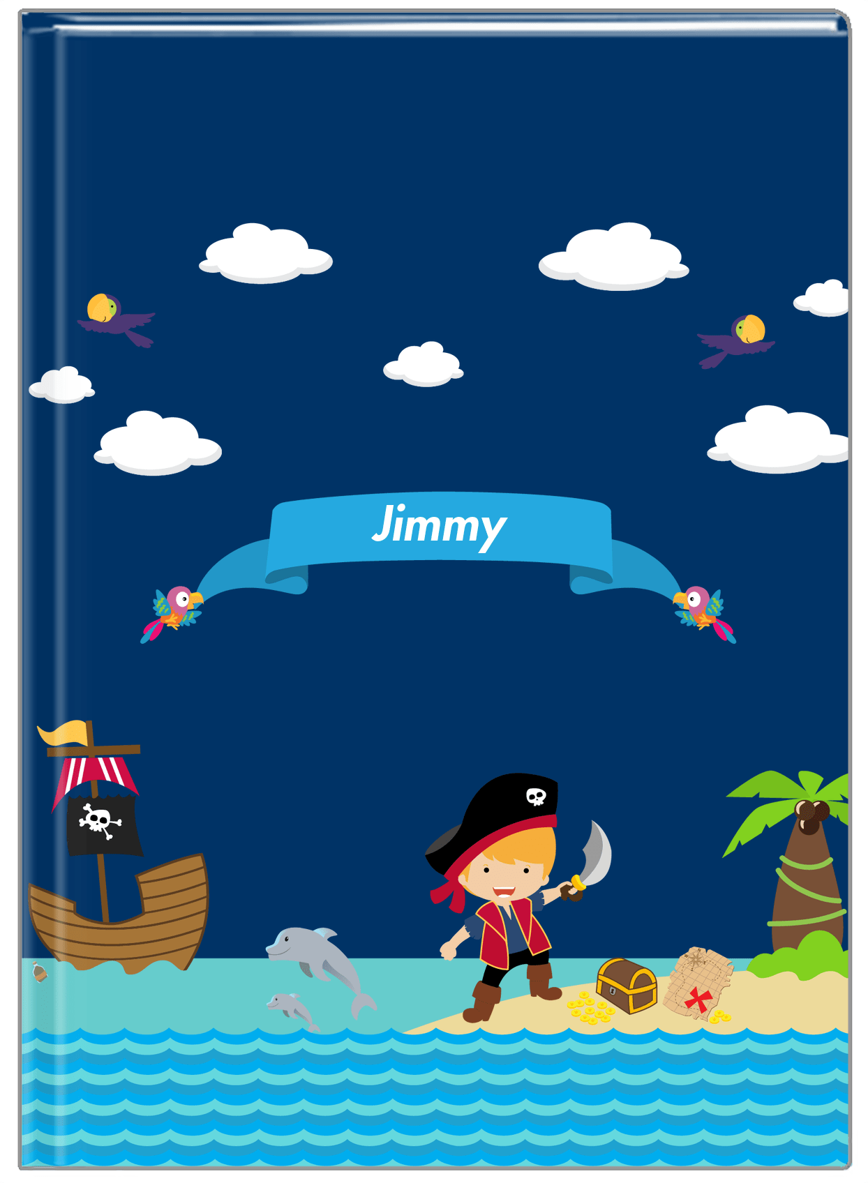 Personalized Pirate Journal IV - Boy Pirate with Sword - Blond Boy - Front View