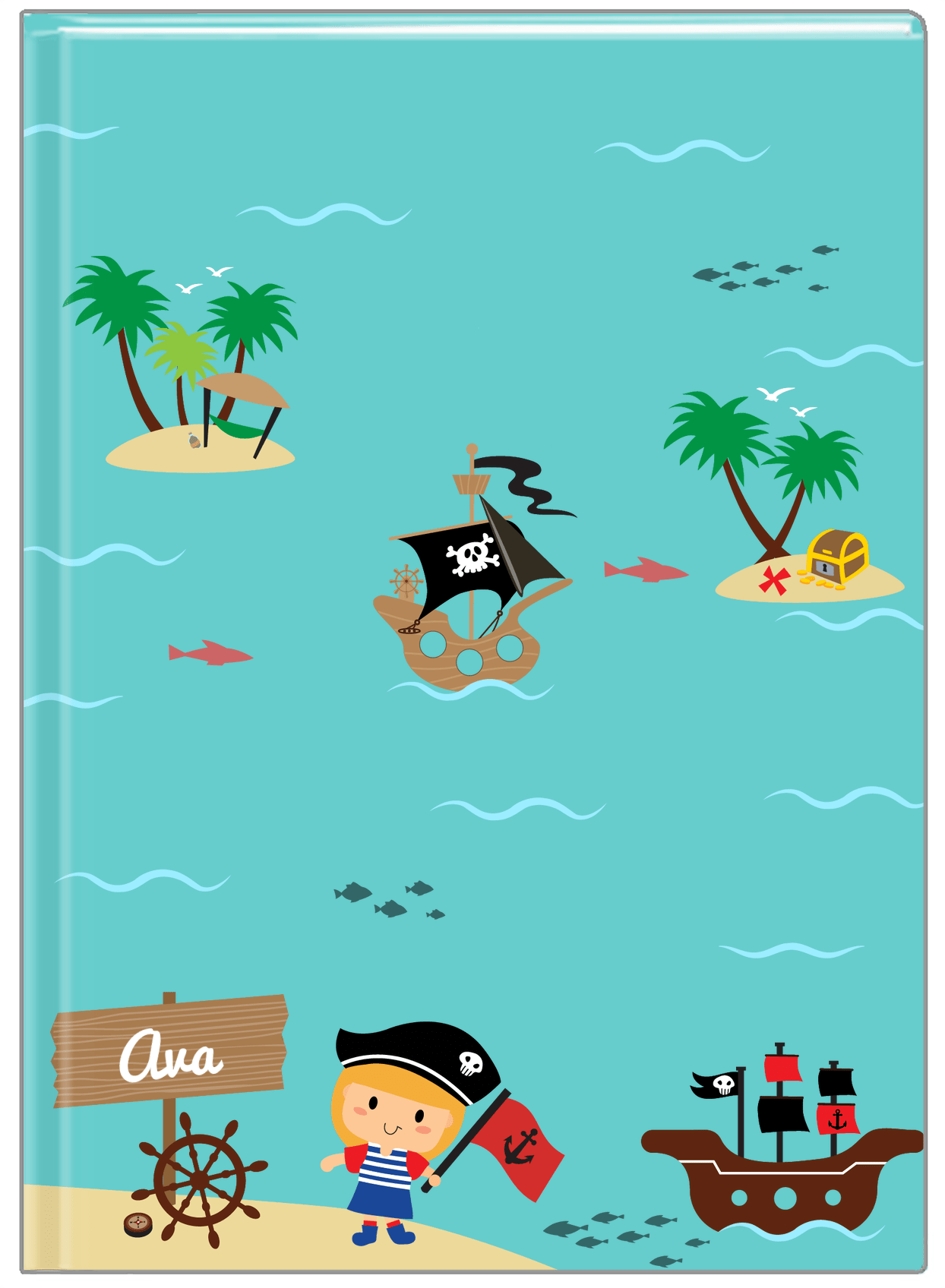 Personalized Pirate Journal IX - Blonde Girl Pirate - Front View