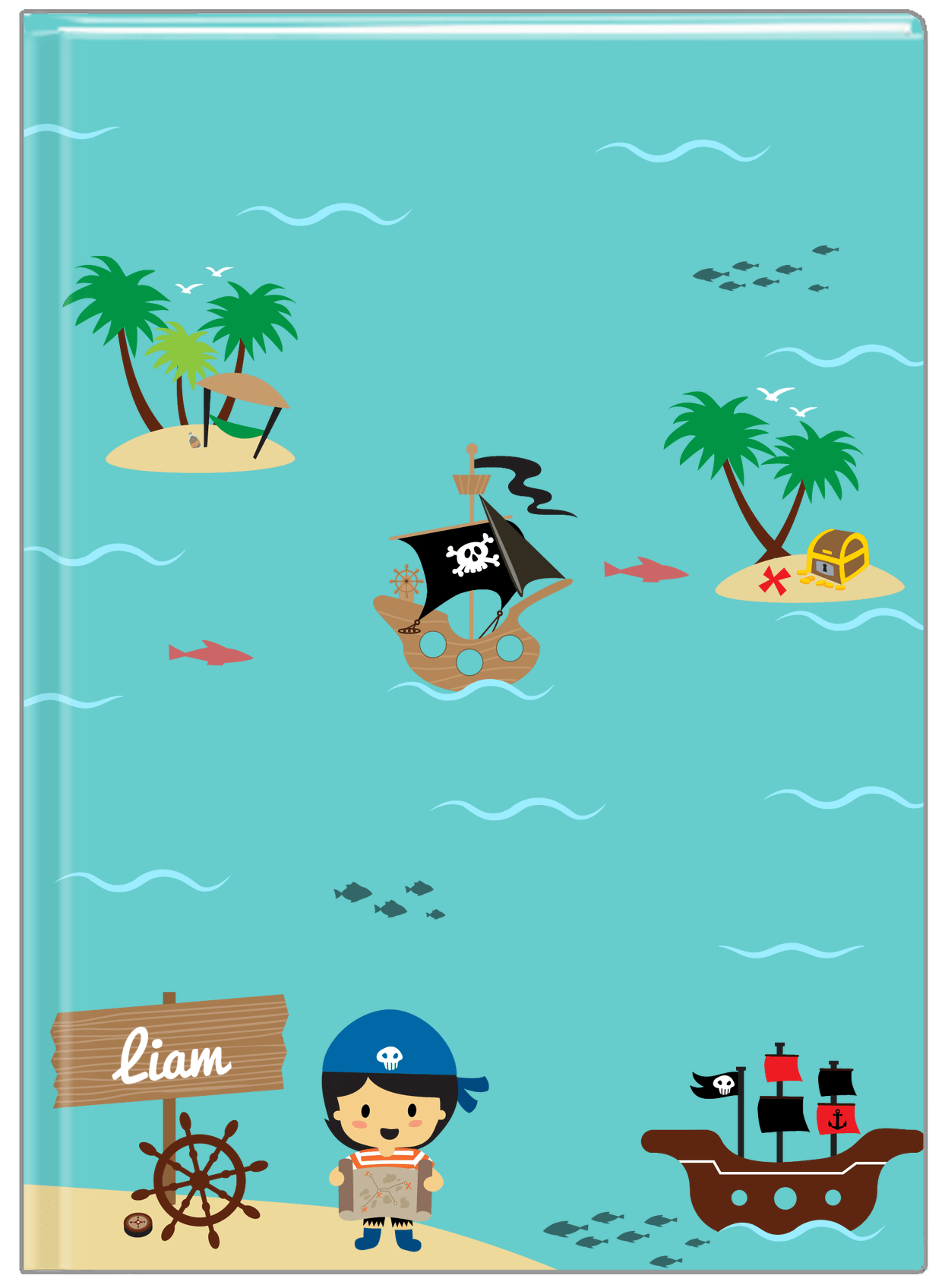 Personalized Pirate Journal X - Asian Boy Pirate - Front View