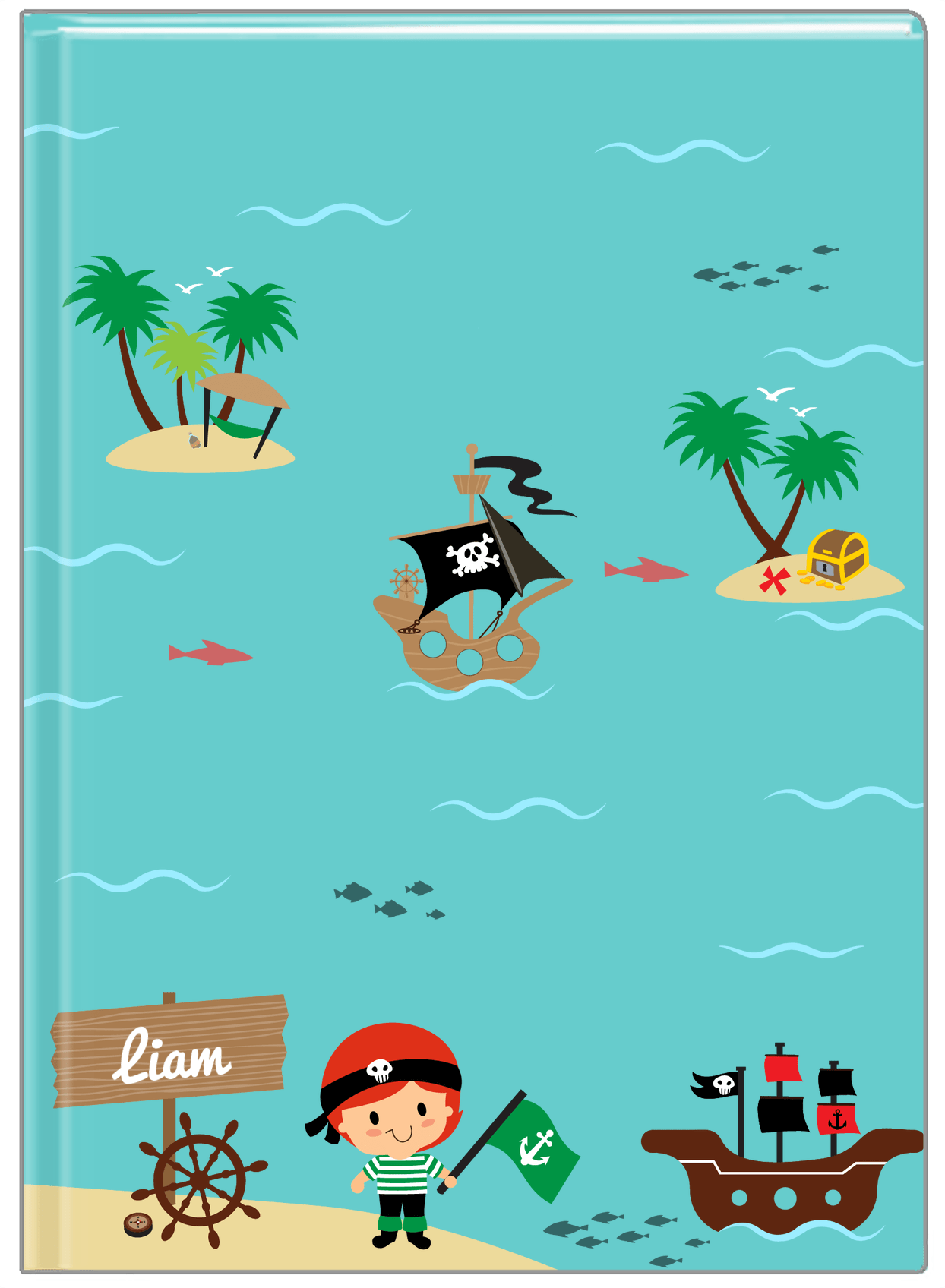 Personalized Pirate Journal X - Redhead Boy Pirate - Front View