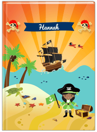 Thumbnail for Personalized Pirate Journal XI - Girl Pirate with Flag - Black Girl - Front View