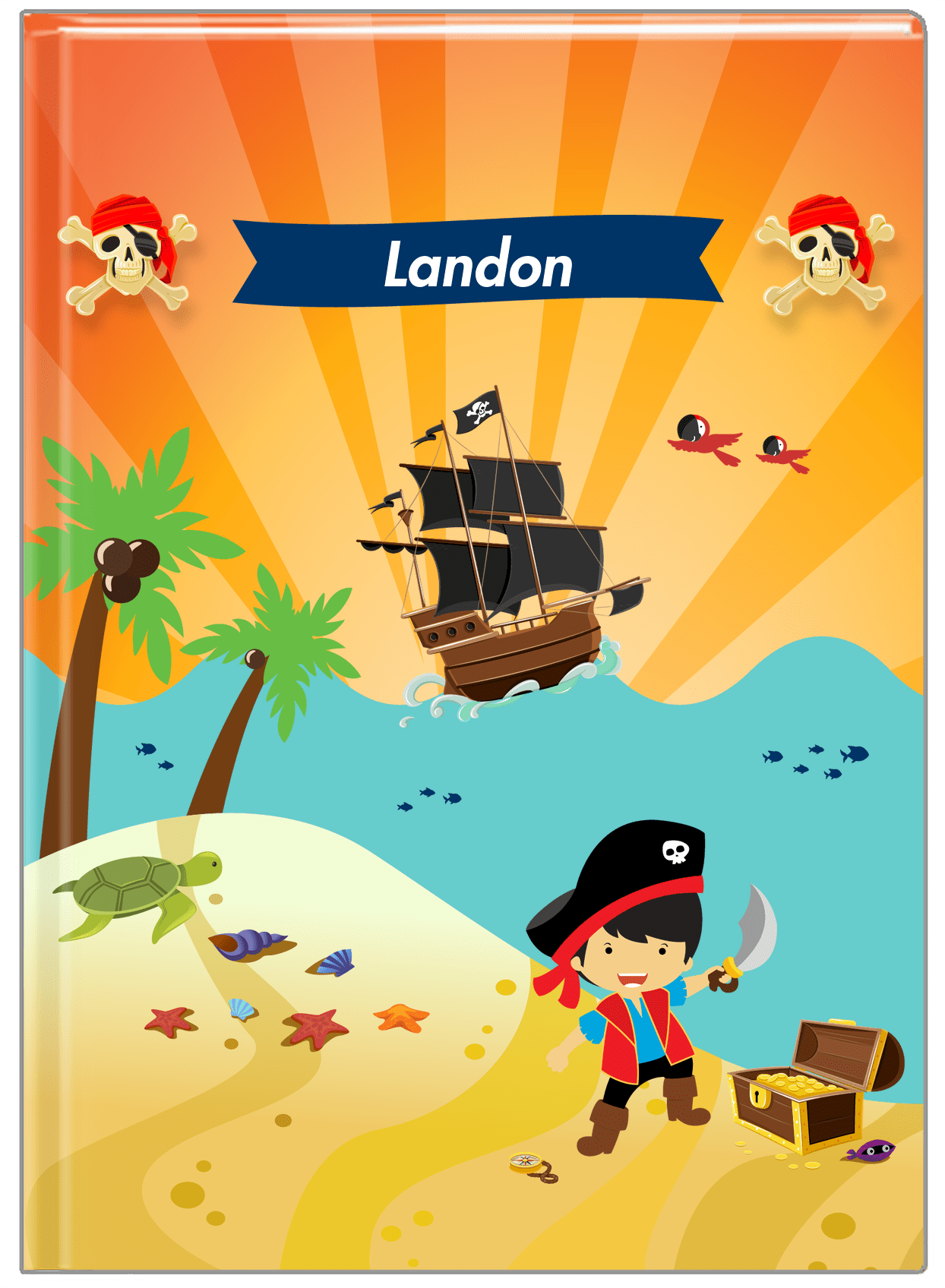 Personalized Pirate Journal XIV - Boy Pirate with Sword - Asian Boy - Front View