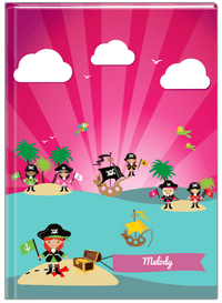 Thumbnail for Personalized Pirate Journal XXI - Girl Pirate with Flag - Redhead Girl - Front View