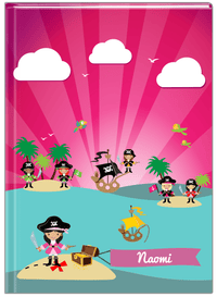 Thumbnail for Personalized Pirate Journal XXII - Girl Pirate with Sword - Black Hair Girl - Front View