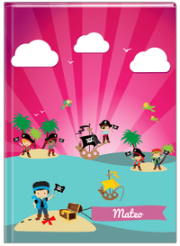 Thumbnail for Personalized Pirate Journal XXIII - Boy Pirate with Flag - Black Hair Boy - Front View