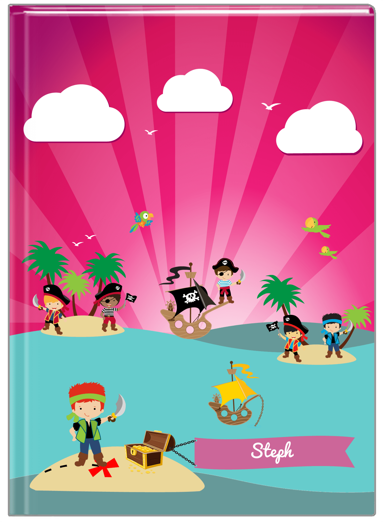 Personalized Pirate Journal XXIV - Boy Pirate with Sword - Redhead Boy - Front View