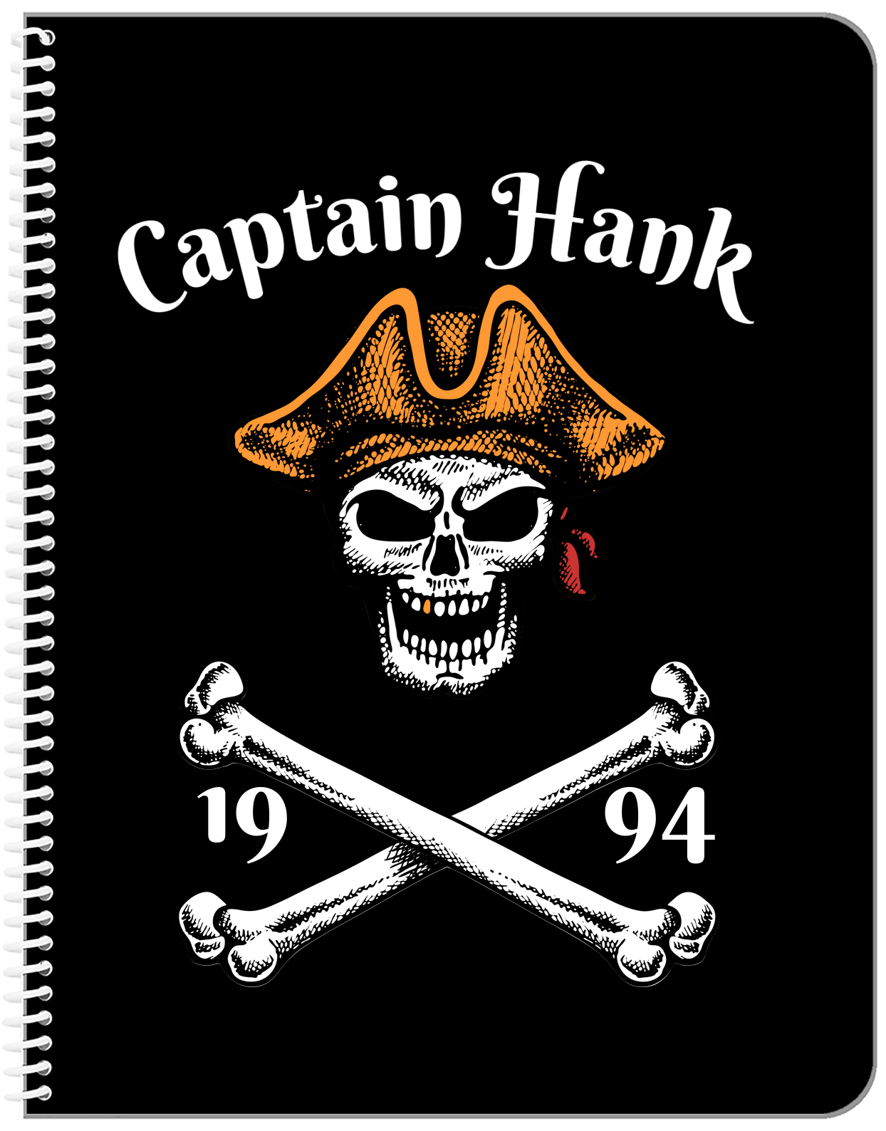 Personalized Pirates Notebook - Captain - Front View