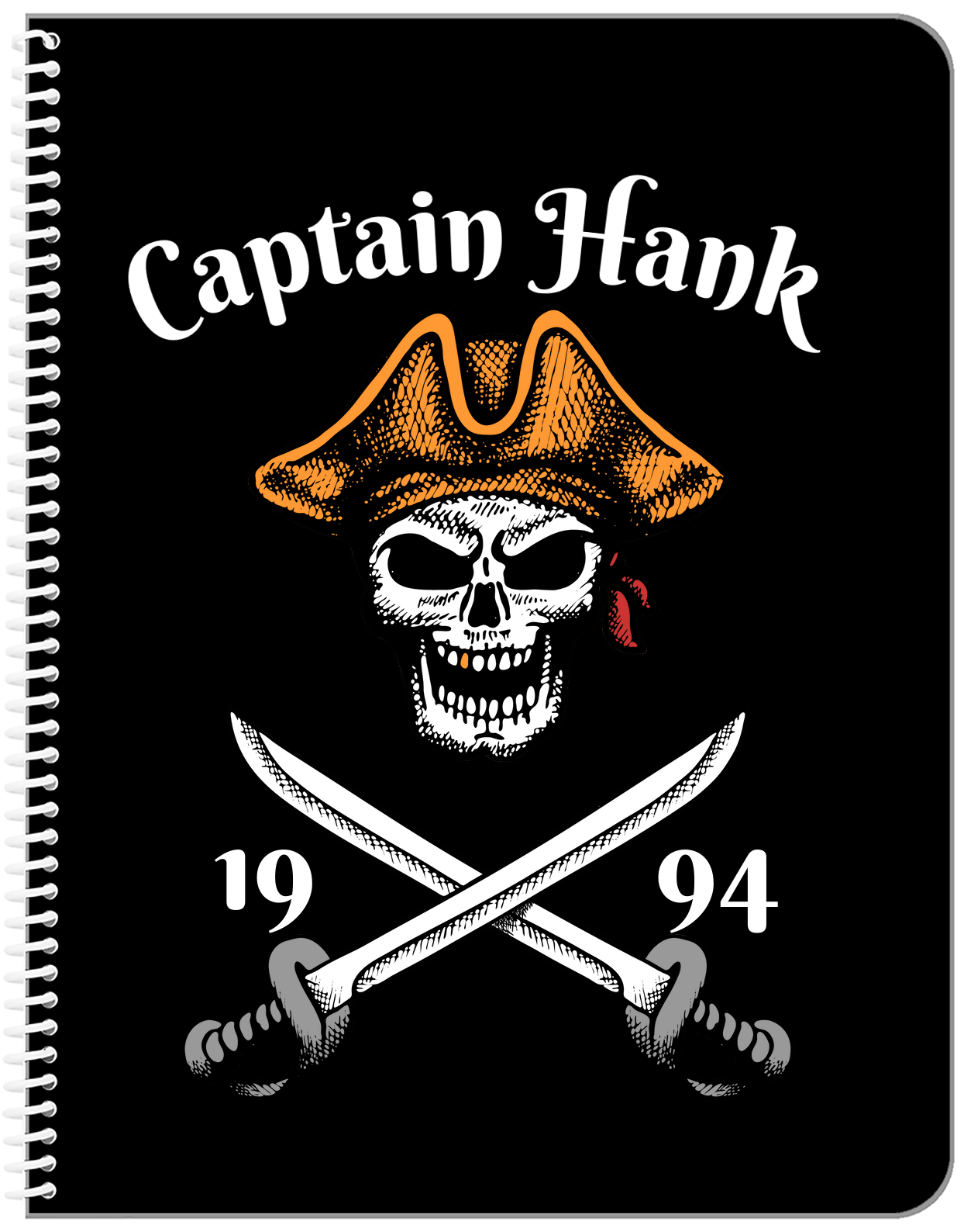 Personalized Pirates Notebook - Captain - Front View
