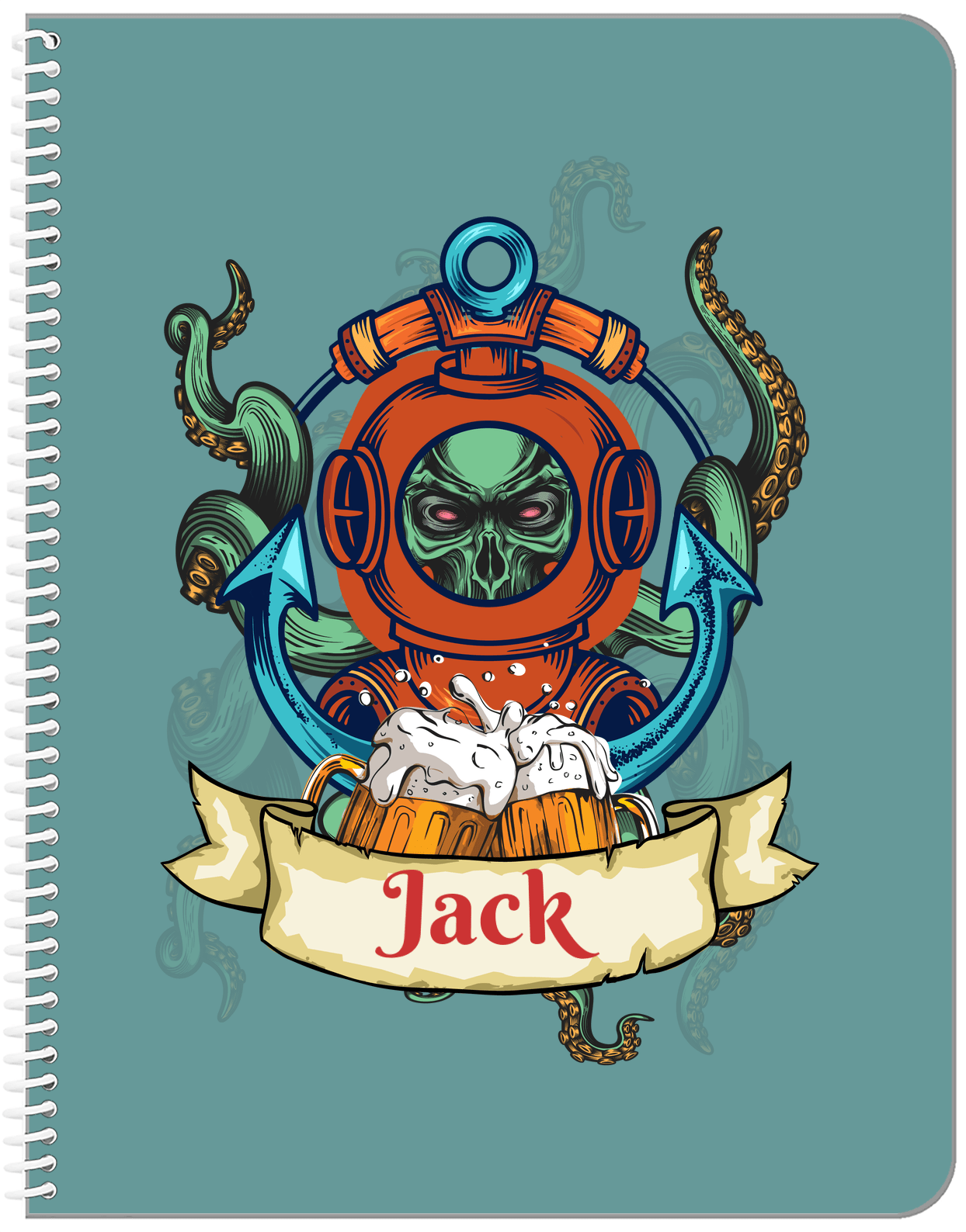 Personalized Pirates Notebook - Diver - Front View