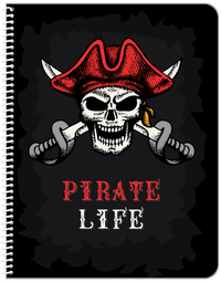 Thumbnail for Personalized Pirates Notebook - Black Background - Front View