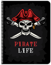 Thumbnail for Personalized Pirates Notebook - Black Background - Front View